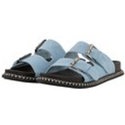 TOM TAILOR Damen Flache Sandalen in Jeans-Optik, blau, Uni, Gr. 36