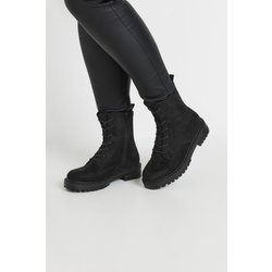 Schnürstiefel In Schwarz Aus Wildlederimitat In Weiter Epassform