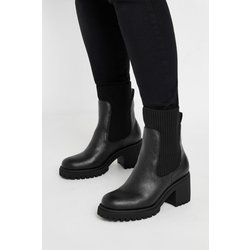 Yours Chelseasockboots In Schwarz Aus Lederimitat In Extra Weiter Eeepassformsize 42EEE