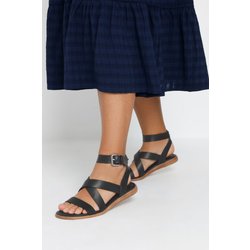 Riemchensandalen In Schwarz Mit Überkreuztem Design Und Extra Weiter eeepassform