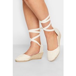 Yours Gehäkelte Espadrille Wedges In Weiß Mit Keilabsatz In Weiter E Bis Extraweiter Eeepassformsize 43E