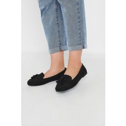 Wildlederimitatslipper In Schwarz Mit Quaste Und Extra Weiter eeepassform