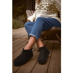 Yours Gefütterte Stiefeletten In Schwarz Aus Wildlederimitat In Extra Weiter Eeepassformsize 43EEE