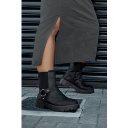 Yours Breite Chelseaboots In Schwarz In Bikeroptik Mit Weiter Epassformsize 43E