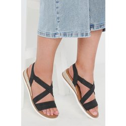 Yours Keilsandalen In Schwarz Mit Überkreuzten Riemchen In Weiter E Und Extra Weiter Eeepassformsize 42EEE
