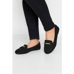 Slipper In Schwarz Aus Wildlederimitat Mit Schnalle In Extra Weiter eeepassform