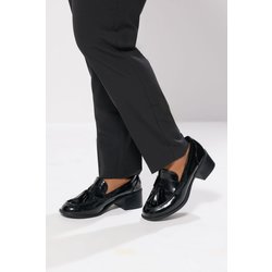 Slipper In Lackschwarz Mit Absatz Und Quasten Und In Extra Weiter eeepassform