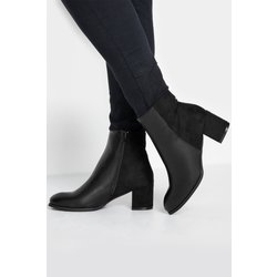 Yours Stiefeletten In Schwarz Aus Pu Mit Blockabsatz In Den Passformen E Und Eeesize 43EEE