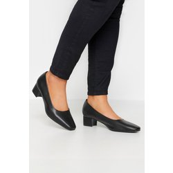 Yours Pumps In Schwarz Aus Lederimitat Mit Blockabsatz In Extraweiter Eeepassform Size 42EEE
