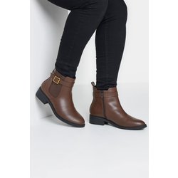 Yours Kunstlederstiefeletten In Braun Mit Schnalle, Weite E Bis Extraweite Eeepassformsize 43EEE