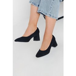 Yours Pumps In Schwarz Aus Wildlederimitat Mit Blockabsatz In Extra Weiter Eeepassformsize 42EEE
