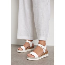 Yours Flache Sandalen In Weiß Mit Strass In Extra Weiter Eeepassformsize 43E