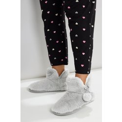 Yours Hausschuhe In Grau Aus Fellimitat Mit Pomponsize 42-43