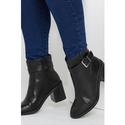 Yours Stiefel In Schwarz Mit Blockabsatz, Schnalle Und Weiter Eeepassformsize 43EEE