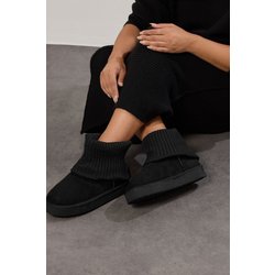 Yours Stiefeletten In Schwarz Aus Wildlederimitat Mit Strickbündchen In Extra Weiter Eeepasssformsize 43EEE
