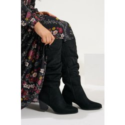 Yours Gerüschte Westernstiefel In Schwarz Aus Wildlederimitat In Extra Weiter Eeepassformsize 43EEE