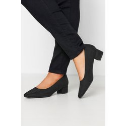 Yours Pumps In Schwarz Aus Kunstwildleder Mit Blockabsatz In Extra Weiter Eeepassformsize 43EEE