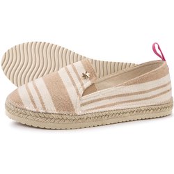 Damen flip*flop espadrille*striped Espadrilles Hellbeige / Beige