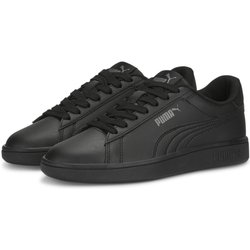 Smash 3.0 Leather Sneakers Kinder PUMA Black Shadow Gray