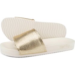 Damen Sandale pool metallic cracked Gold