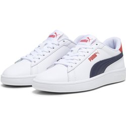 Smash 3.0 Leather Sneakers Kinder PUMA White Navy For All Time Red Blue