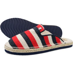 Damen flip*flop espadrille*slip-in Espadrilles Nachtblau / Rot / Beige