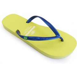 BRASILERAS Damen Flip-Flops für den Strand in gelb und blau mit Gummisohle