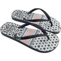 Kinder-Strand-Flip-Flops BRASILERAS in schwarz mit Gummisohle