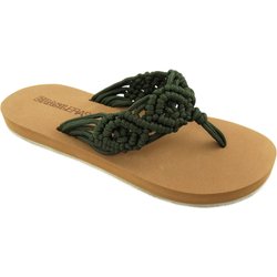 BRASILERAS Damen Flip-Flops für den Strand in Militärgrün mit Gummisohle