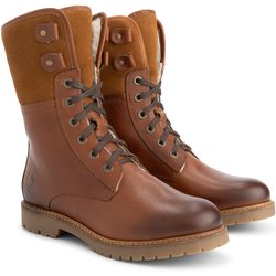 Kongea Damen - Schnürboots - Wolle gefüttert - Cognac