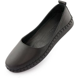 NELL Damen Leder-Ballerinas, Schwarz, Größe 41
