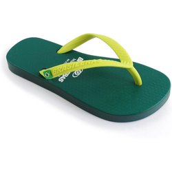 Kinder-Strand-Flip-Flops BRASILERAS in grün und gelb mit Gummisohle