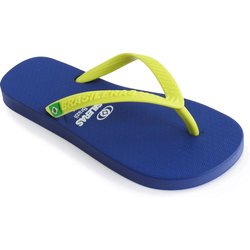 Kinder-Strand-Flip-Flops BRASILERAS in blau und gelb mit Gummisohle