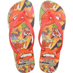 BRASILERAS Damen Flip-Flops für den Strand in rot mit Gummisohle