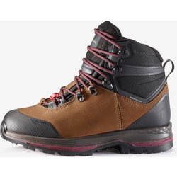 Trekkingschuhe Damen Leder hoch breit wasserdicht - MT100