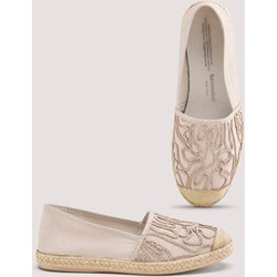 hessnatur Damen Bestickte Espadrilles mit Bio-Baumwolle - beige - Größe 36