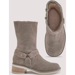 hessnatur Damen Biker Boots aus chromfrei gegerbtem Velours-Leder - grau - Größe 37