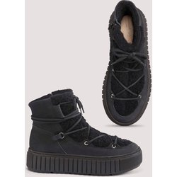 hessnatur Damen Schnürboots Teddy aus chromfrei gegerbtem Nubuk-Leder - schwarz - Größe 36