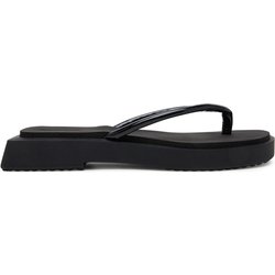 Zehentrenner Calvin Klein Jeans Sq Low Wedge Sandal Stitch YW0YW01716 Schwarz