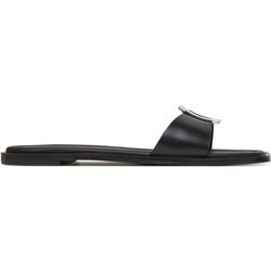 Pantoletten Calvin Klein Flat Slide W/Ck Hw Big - Lth HW0HW02482 Schwarz