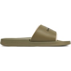 Pantoletten Calvin Klein Jeans Slide Rubber Neoprene Monologo YM0YM00361 Khakifarben