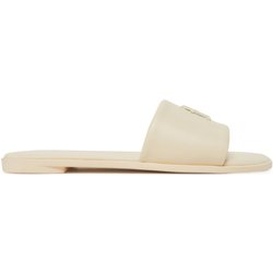 Pantoletten Tommy Hilfiger Th Logo Hardware Leather Mule FW0FW08806 Écru