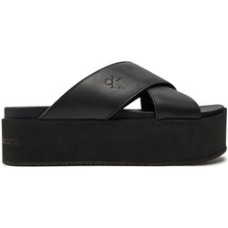Pantoletten Calvin Klein Jeans Flatform Cross Mg Uc YW0YW01349 Schwarz