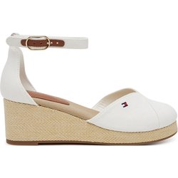 Halbschuhe Tommy Hilfiger Flag Closed Toe Mid Wedge Espad FW0FW08657 Weiß
