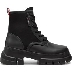 Schnürstiefeletten Tommy Jeans Tjw Chunky Lace Up Boot Mix Mat EN0EN02554 Schwarz
