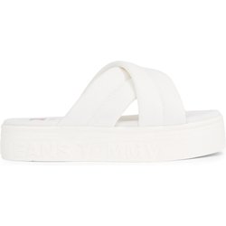 Pantoletten Tommy Jeans Tjw Lettering Flatform Sandal EN0EN02465 Écru