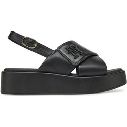 Sandalen Tommy Hilfiger Th Logo Hw Padded Leather Sandal FW0FW08808 Schwarz