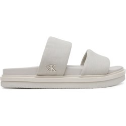 Pantoletten Calvin Klein Jeans Flat Molded Dbl Bar Sandal Cv YM0YM01222 Grau