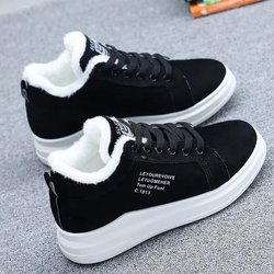 Frauen Herbst Winter Samt Plüsch Sport Schuhe Weibliche Plus Größe Baumwolle Schuhe Sneakers Alle-spiel Warme Flache Sohle Schuhe 35 schwarz