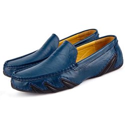 Leder-Herrenschuhe, lässige Luxusmarke, italienische Herren-Loafer, Mokassins, atmungsaktive, rutschfeste Bootsschuhe und große Größe 44 blau